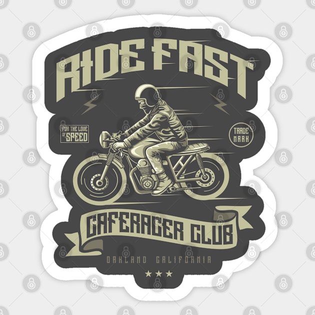 Ride Fast: Cafe Racer Club Vintage Design Sticker by Jarecrow 